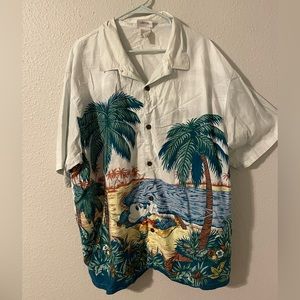Vintage Walt Disney World Mickey Mouse Hawaiian Print Shirt 2XL